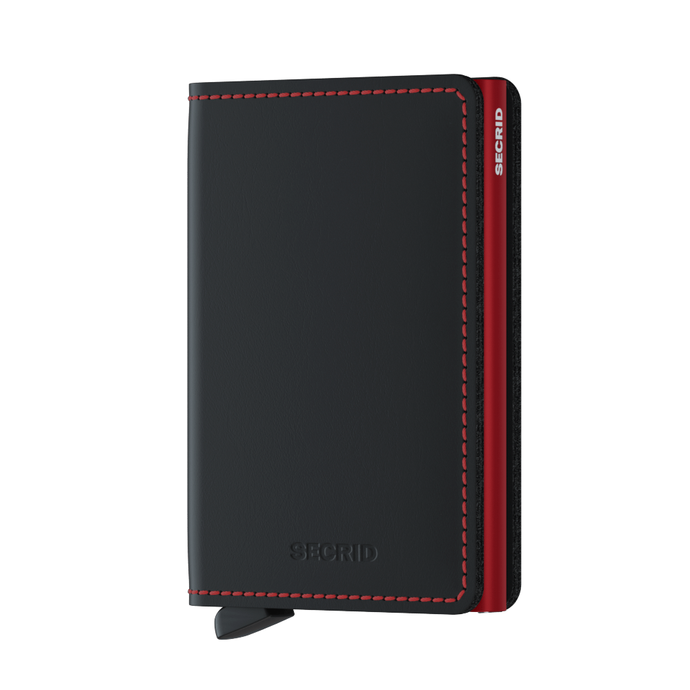SECRID Slimwallet Matte Black & Red Leather RFID SC7254